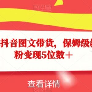 适合新手的抖音图文带货保姆级教程 15天上手千粉可获五位数收益-雨叶虚拟资源网