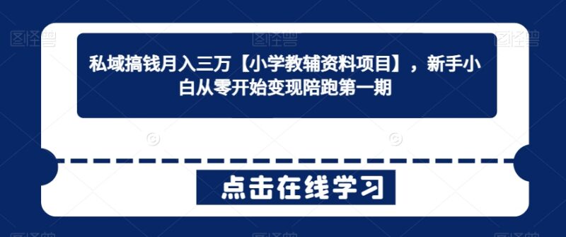 小学教辅私域变现项目实操指南 新手零经验可落地月入三万