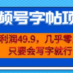 视频号字帖零成本项目操作指南 单人手机可运营单利近50元-雨叶虚拟资源网