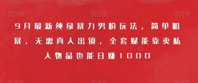 9月最新小红书纯绿男粉变现玩法 无需真人出镜可稳定日赚千元