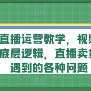 视频号直播运营系统教学 流量逻辑起号卖货常见问题详解-雨叶虚拟资源网