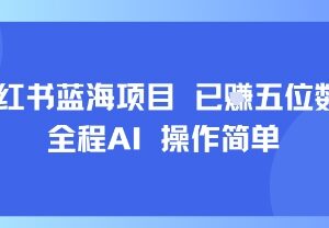 小红书AI蓝海低门槛新手项目 每日15分钟操作可获五位数收益-雨叶虚拟资源网