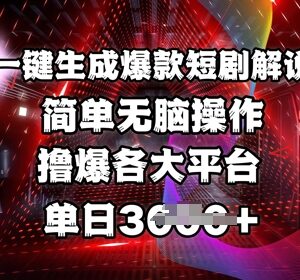 2025短剧解说实操项目教程 一键生成内容赚平台扶持收益-雨叶虚拟资源网