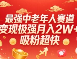 0门槛银发经济中老年赛道介绍 吸粉速度快变现能力强适合新手-雨叶虚拟资源网