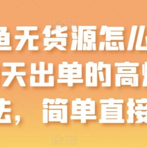 闲鱼无货源怎么挣钱 7天出单高爆玩法新手实操全攻略-雨叶虚拟资源网