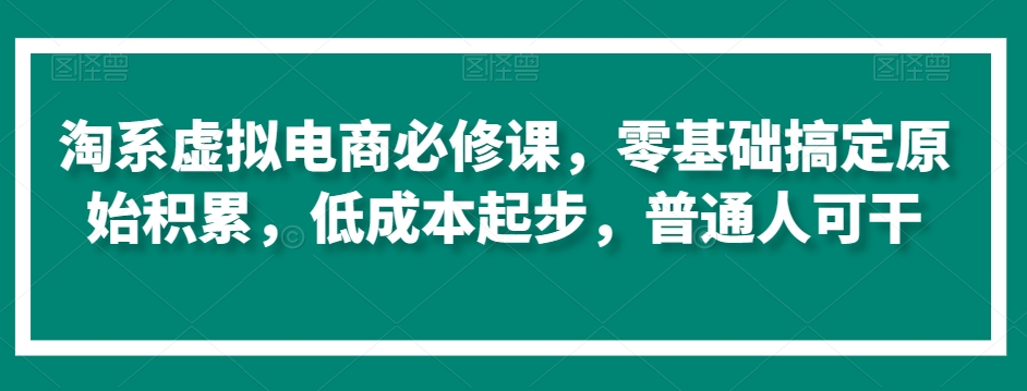 淘系虚拟电商必修课,零基础搞定原始积累,低成本起步,普通人可干