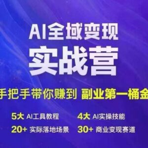 AI全域变现实战营系统课程 零基础学AI做副业赚第一桶金-雨叶虚拟资源网