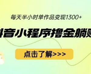 抖音小程序撸金副业实操教程 单手机每日半小时单作品变现超千-雨叶虚拟资源网