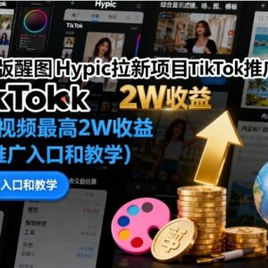 国际版醒图Hypic拉新TikTok推广教学 附入口及实操收益指南-雨叶虚拟资源网