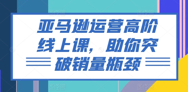 亚马逊高阶运营线上课程 全链路实操教学助力突破销量瓶颈