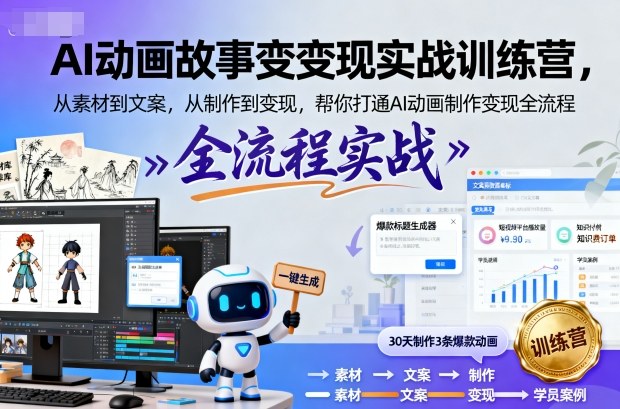 AI动画故事变现实战训练营 覆盖制作到变现全环节实操教学