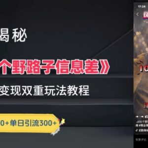 短视频野路子信息差最新玩法 引流及变现路径全拆解教程-雨叶虚拟资源网