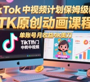 TikTok中视频计划保姆级教程 单账号月入4千美刀运营攻略-雨叶虚拟资源网