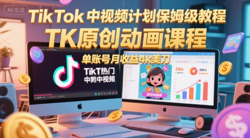 TikTok中视频计划保姆级教程 单账号月入4千美刀运营攻略