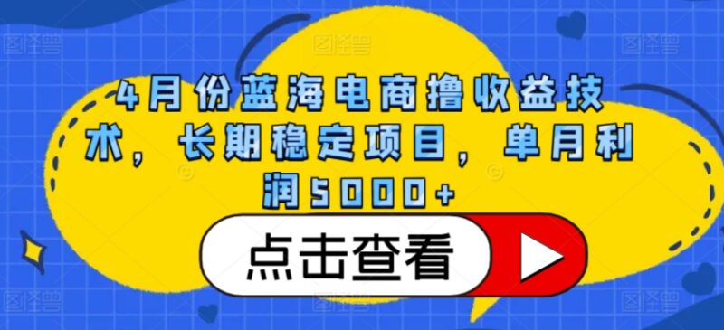 4月蓝海跨境装备差价电商项目解析 长期稳定单月收益5000+