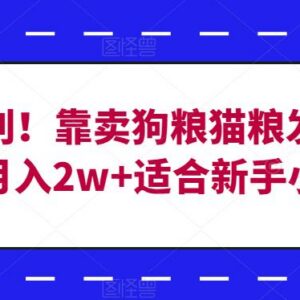 适合新手的零成本宠物粮副业 闲鱼卖猫粮狗粮月入2万实操教程-雨叶虚拟资源网