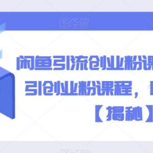 闲鱼引流创业粉实操课程拆解 可实现日引50+精准创业粉-雨叶虚拟资源网