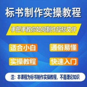 零基础标书制作实操教程 16课时手把手教你制作投标授标文件-雨叶虚拟资源网