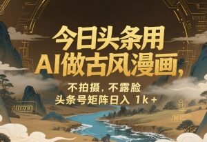 今日头条AI生成古风漫画视频玩法 矩阵运营赚平台收益实操教程-雨叶虚拟资源网