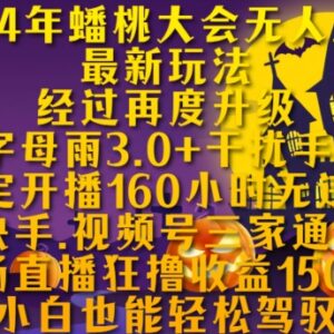 2024蟠桃大会无人直播玩法 抖快视频号通用可稳定开播160小时无违规-雨叶虚拟资源网
