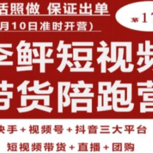李鲆第17期短视频带货陪跑营课程 三大平台直播团购实操教学-雨叶虚拟资源网