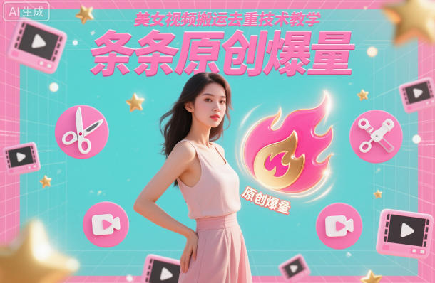 美女账号视频搬运去重技术教学 实现原创爆量高转化变现