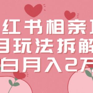 小红书相亲副业项目玩法拆解 零成本低风险适合小白长期操作-雨叶虚拟资源网