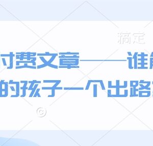 不同阶层家庭子女发展出路解析 两万字深度付费干货分享-雨叶虚拟资源网