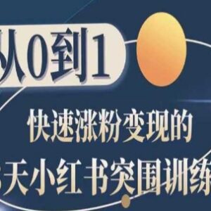 28天小红书突围训练营 从0到1掌握涨粉变现全流程方法-雨叶虚拟资源网