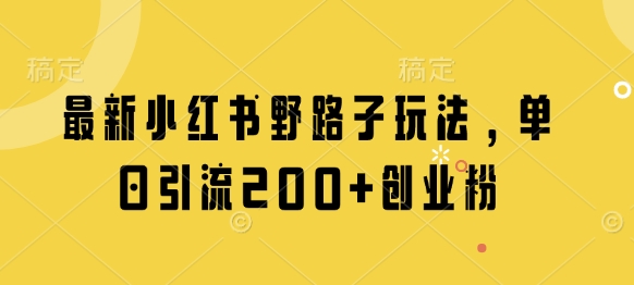 小红书引流创业粉实操玩法 合规操作单日可获取200+精准用户