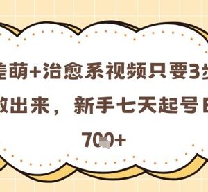 反差萌治愈系短视频3步制作方法 新手7天起号可日产7条-雨叶虚拟资源网