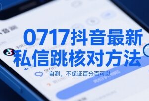 2024年7月17日抖音私信跳核对最新方法 效果不定可自行测试-雨叶虚拟资源网