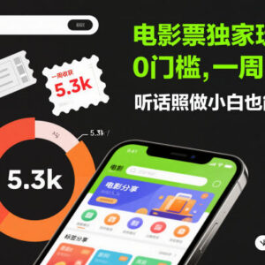 零门槛电影票副业实操玩法 小白听话照做即可落地周赚5千+-雨叶虚拟资源网
