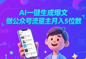 AI一键生成公众号爆文 流量主副业变现实操全攻略-雨叶虚拟资源网