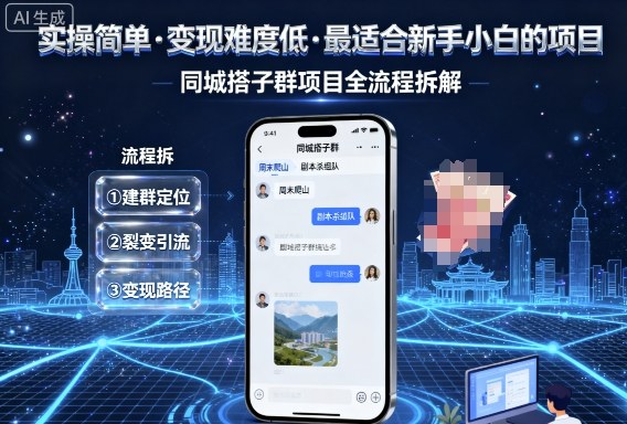 适合新手的低门槛同城搭子群项目 全流程实操变现方法拆解