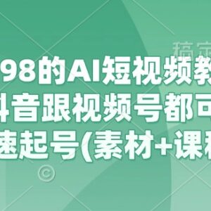 AI短视频教辅资料带货实操教程 抖音视频号快速起号素材课程合集-雨叶虚拟资源网
