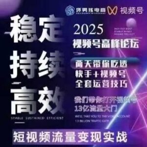 2025视频号快手电商运营线下课 三频共振无人直播等精细化打法教学-雨叶虚拟资源网