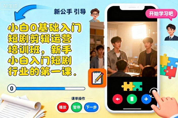 0基础新手怎么入门短剧剪辑运营 短剧行业入门培训课程详解