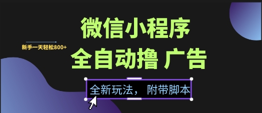 2025微信小程序全自动撸广告项目 零门槛新手可做附流量解决方案