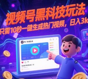 视频号黑科技实操玩法 10秒一键生成热门视频赚钱教程-雨叶虚拟资源网