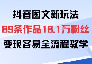 抖音图文新玩法实操全流程教学 89条作品涨18.1万粉易变现-雨叶虚拟资源网
