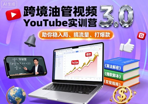 跨境YouTube运营实训营3.0 从入局起号到爆款变现实操教程