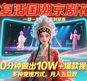 AI制作国潮京剧花旦爆款视频 多类变现路径完整实操教程-雨叶虚拟资源网