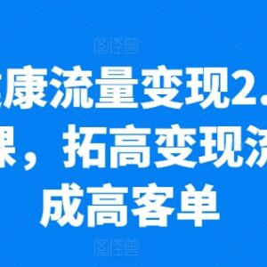 大健康流量变现2.0实操课 低粉拓高客单实现业绩增长技巧-雨叶虚拟资源网
