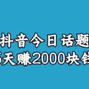 抖音今日话题赚钱玩法拆解 小白上手5天变现2000元实操教程-雨叶虚拟资源网