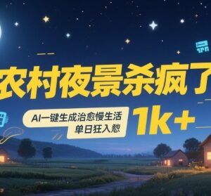 AI制作农村夜景治愈短视频 低成本操作单日可获千元收益-雨叶虚拟资源网
