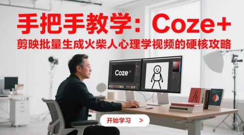 Coze联动剪映批量生成火柴人心理学视频全流程实操攻略