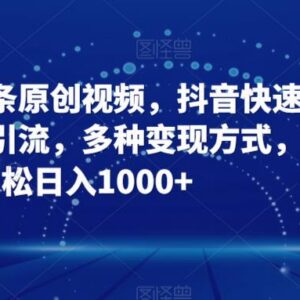 抖音3分钟做原创视频教程 涨粉引流变现全流程玩法详解-雨叶虚拟资源网