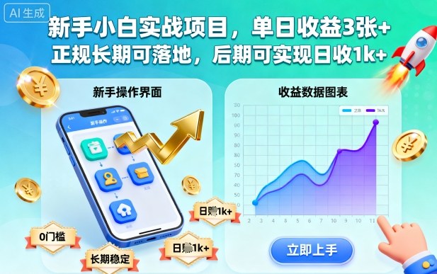 适合新手小白的正规长期可落地副业 实操单日收益最高可达千元