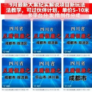 9月大案纪实解说新玩法教学 可过伙伴计划多平台赚创作分成-雨叶虚拟资源网